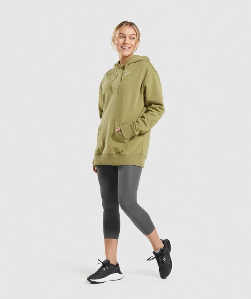 Bluzy Z Kapturem Gymshark Treningowe Oversized Damskie Oliwkowe | PL 760KOQ